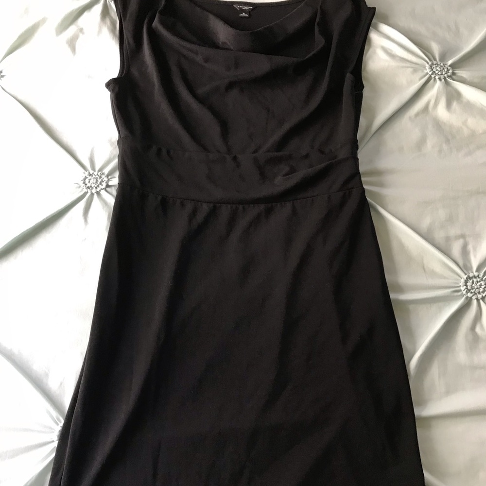 Ann Taylor Black Cowl Neck Sheath Dress